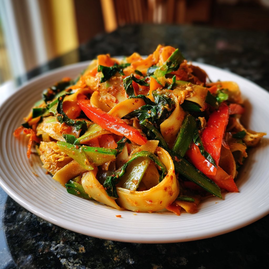 Gemüsepfanne mit Reisnudeln