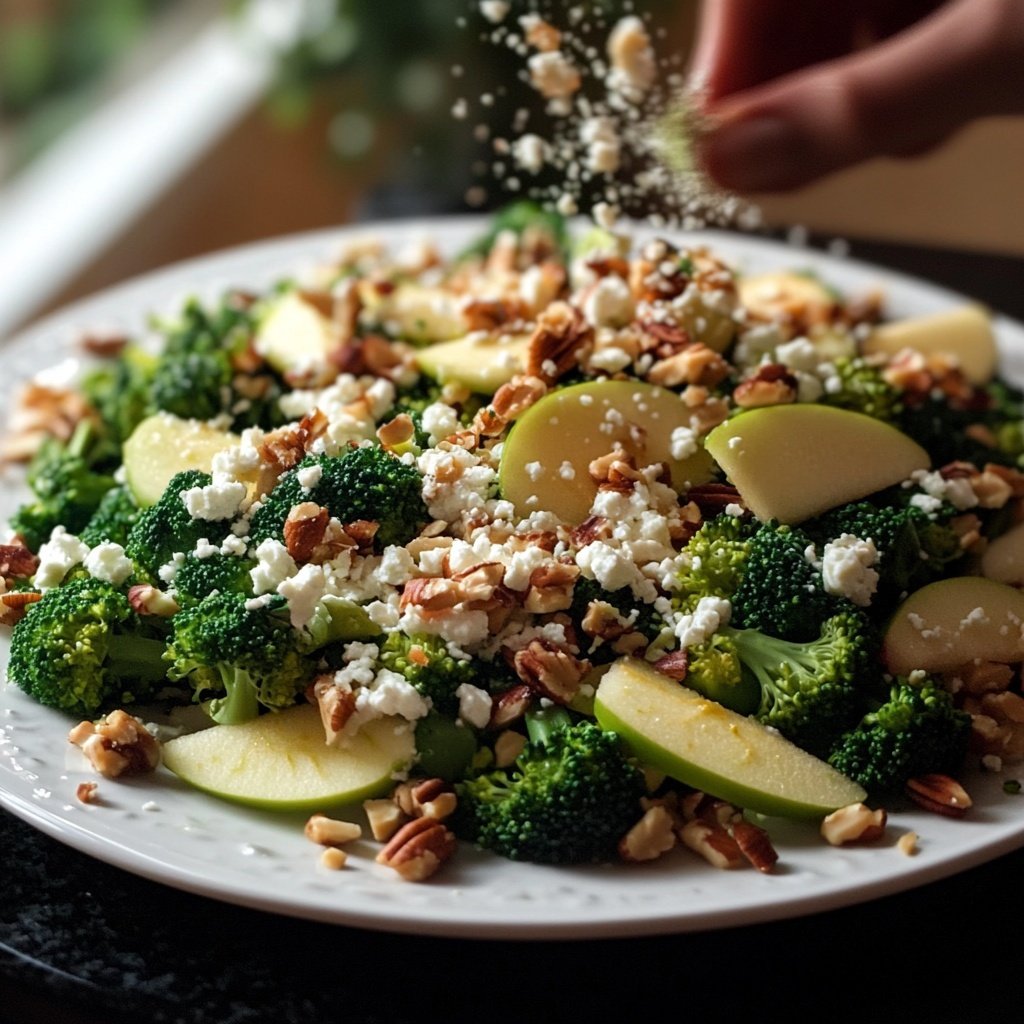Brokkoli-Salat mit Äpfeln, Nüssen & Feta – Knackig & frisch