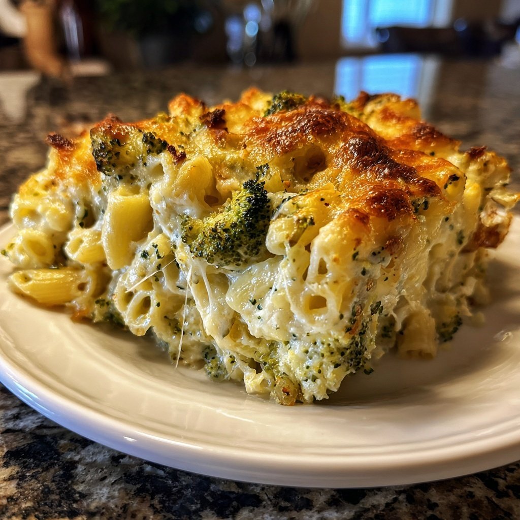 Nudelauflauf mit Brokkoli und Käse