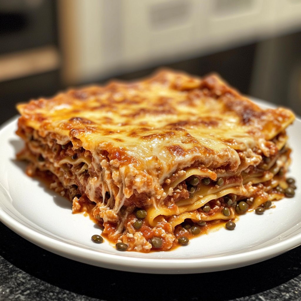Lasagne mit Linsen-Tomatensauce