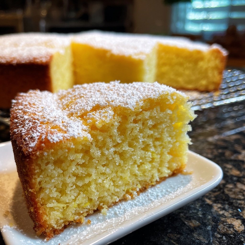 Zitronenkuchen mit Puderzucker