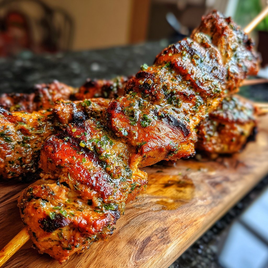 Gegrillte Hähnchenspieße